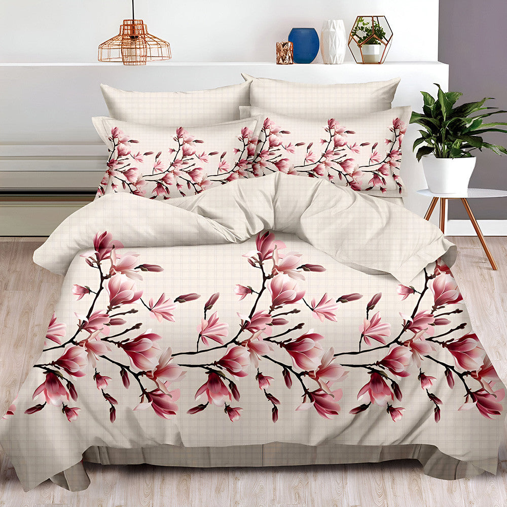 Myst Floral - Двулицево спално бельо с ластик - 6 части
